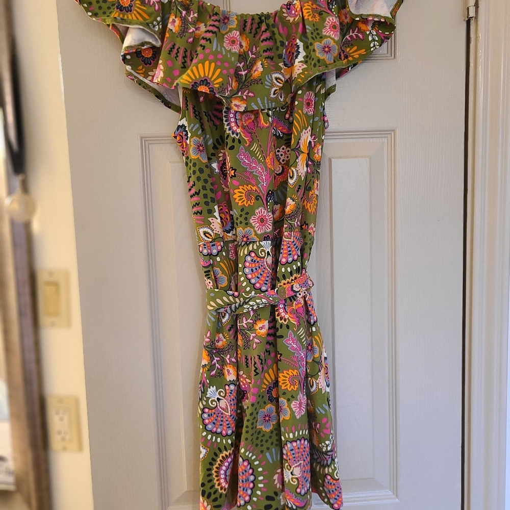 Boden Ruffle Neck Off-Shoulder Romper - Picture 3 of 4